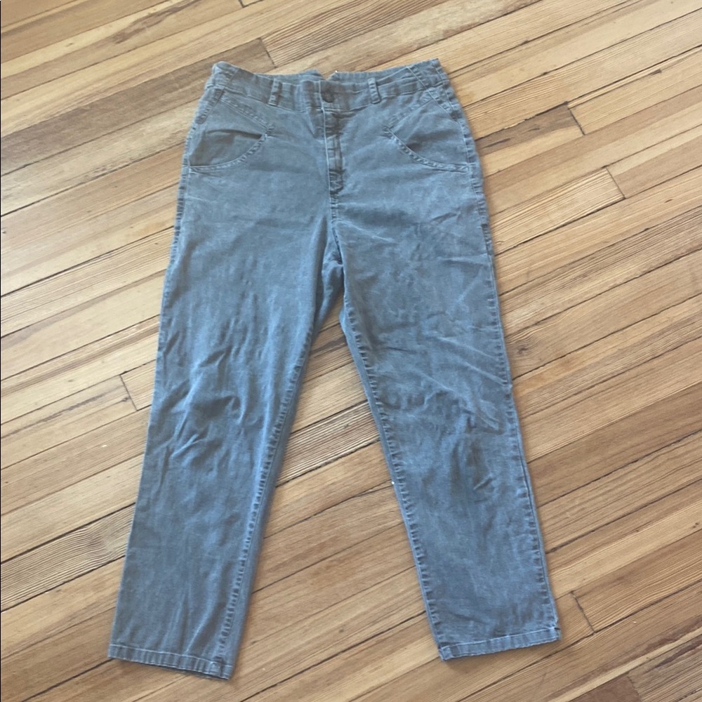 AMADI Anthropologie L Gray Stretch LINDY High Rise Straight Utility Pants‎